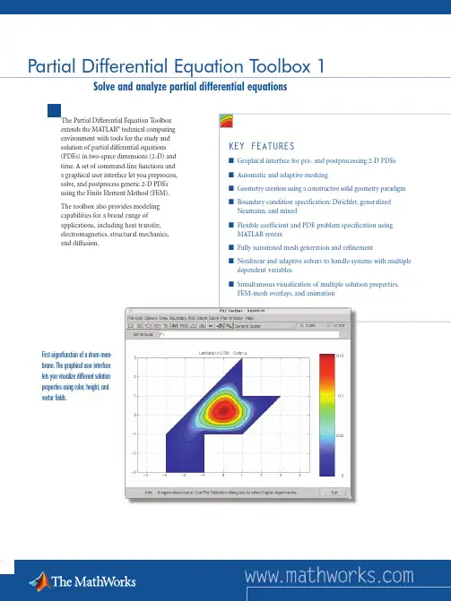 MATLAB pde tool偏微分方程数值解