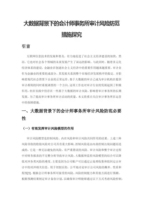 大数据背景下的会计师事务所审计风险防范措施探究