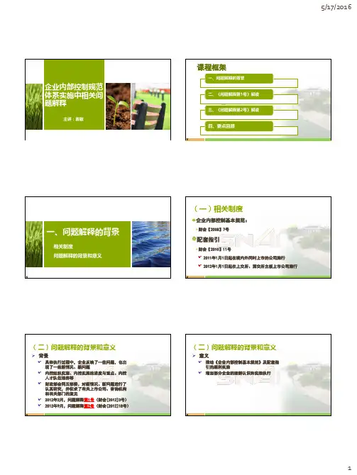 企业内部控制规范体系实施中相关问题解释-课程讲义小字版