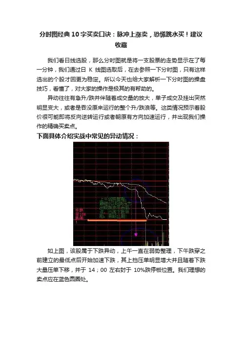 分时图经典10字买卖口诀：脉冲上涨卖，恐慌跳水买！建议收藏