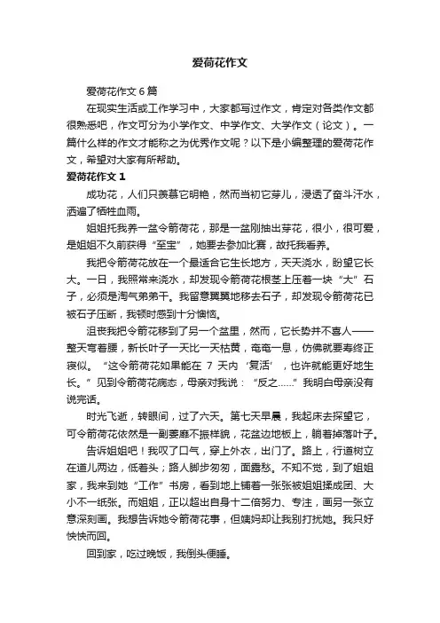 爱荷花作文6篇