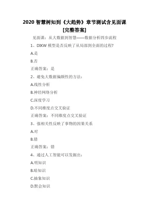 2020智慧树知到《大趋势》章节测试含见面课[完整答案]
