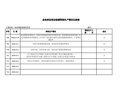 项目经理带班生产记录