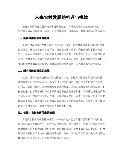 未来农村发展的机遇与挑战