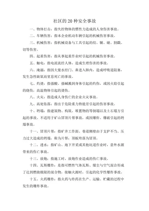 社区的20种安全事故