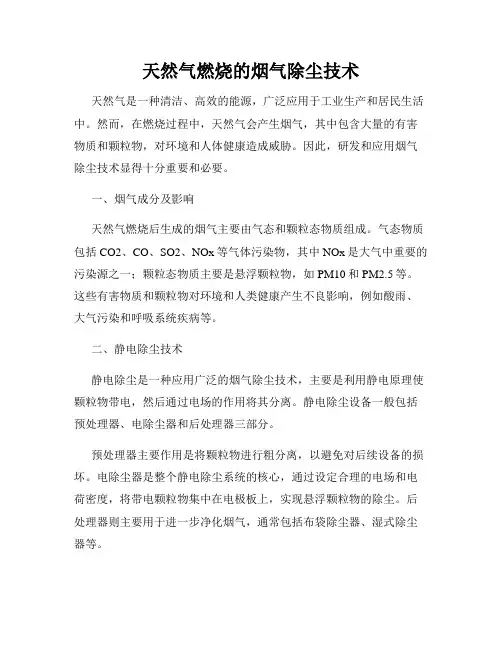 天然气燃烧的烟气除尘技术