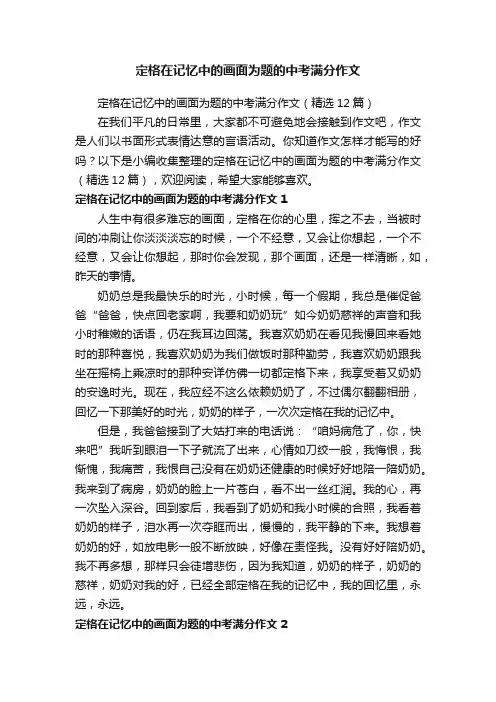 定格在记忆中的画面为题的中考满分作文