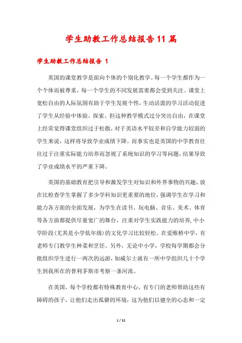 学生助教工作总结报告11篇