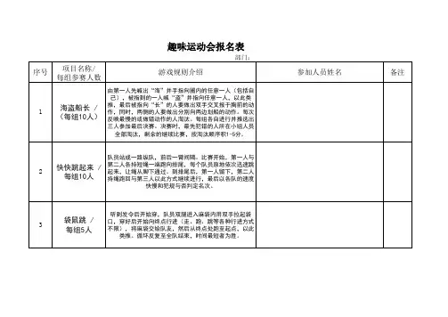 趣味运动会报名表