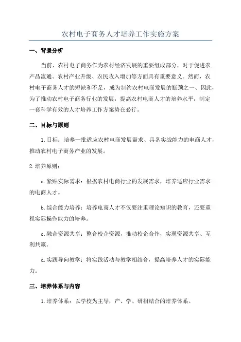 农村电子商务人才培养工作实施方案