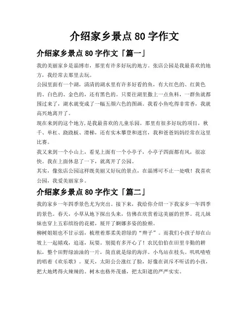 介绍家乡景点80字作文