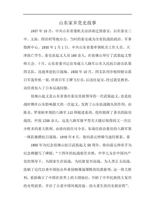 山东家乡党史故事