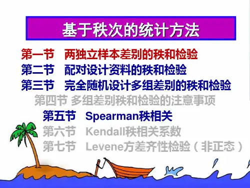 医学统计学 两独立样本差别的秩和检验