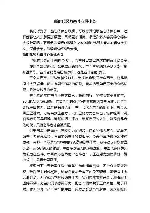 新时代努力奋斗心得体会
