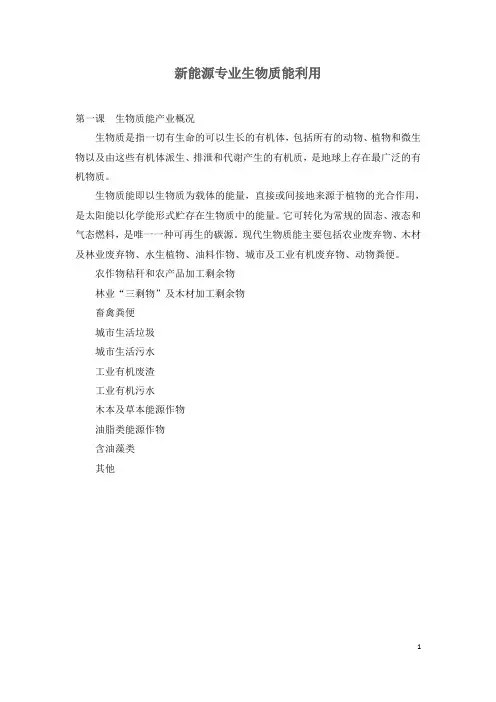 2021年咨询工程师继续教育讲义-新能源专业生物质能利用