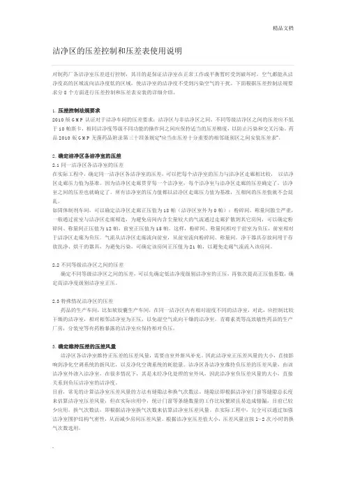 洁净区的压差控制和压差表使用说明