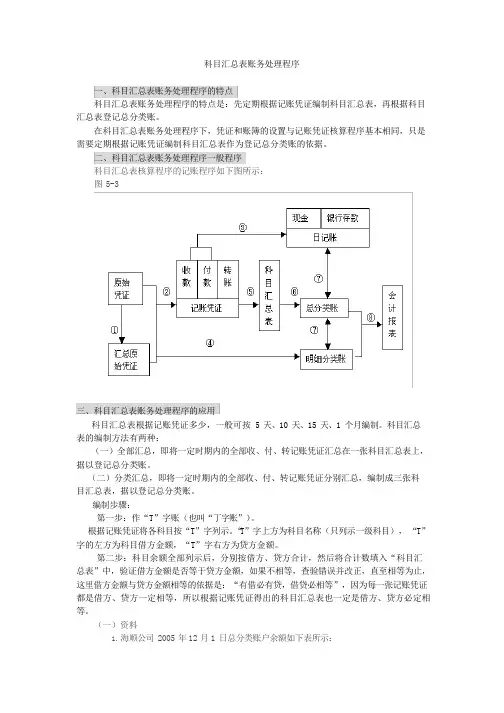 科目汇总表账务处理程序