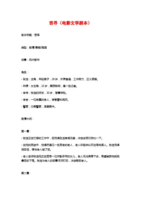 苦寻(电影文学剧本)