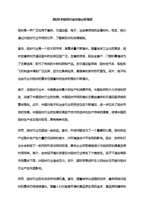 2023年铝材行业市场分析现状