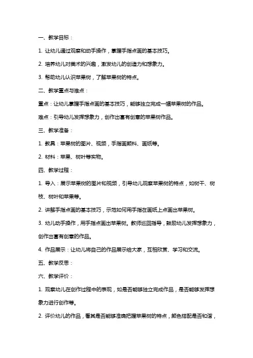 幼儿园小班美术手指点画教案《苹果树》含反思