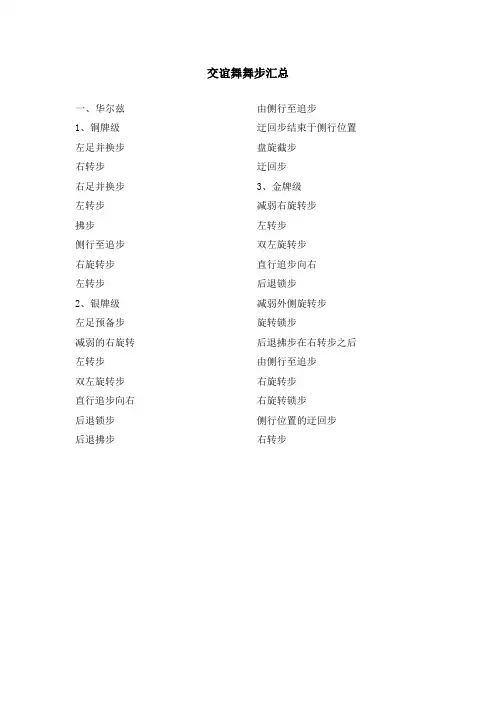 交谊舞舞步汇总