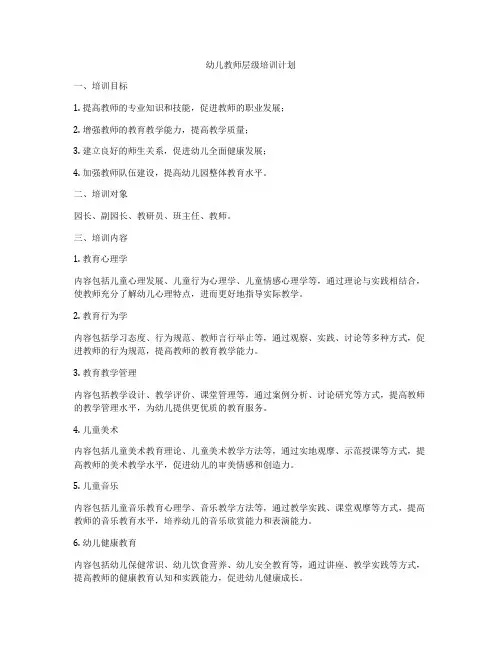 幼儿教师层级培训计划