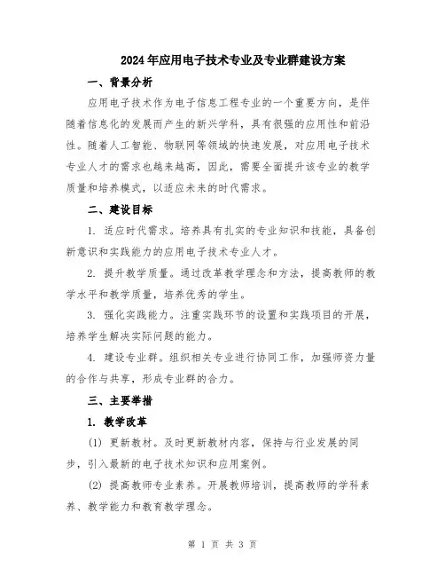 2024年应用电子技术专业及专业群建设方案