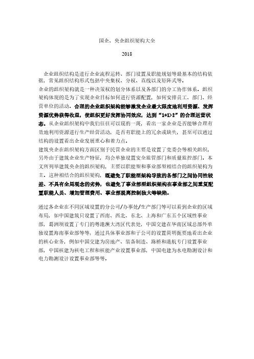 国企央企组织结构图大全