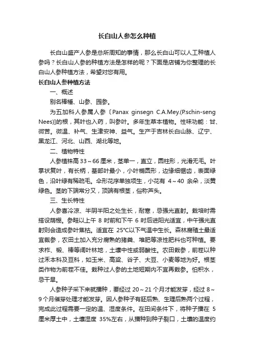 长白山人参怎么种植