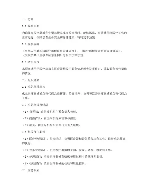 医疗器械紧急替代应急预案