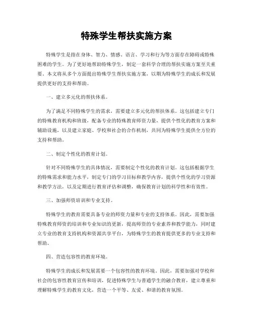 特殊学生帮扶实施方案
