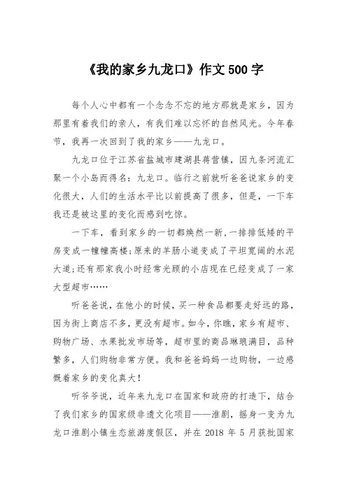 《我的家乡九龙口》作文500字