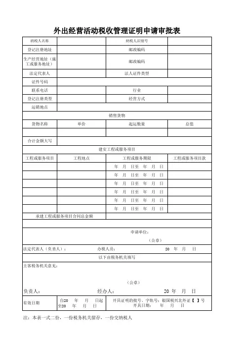 外经证审批表
