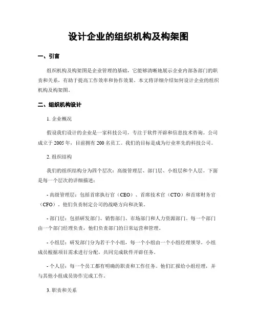 设计企业的组织机构及构架图