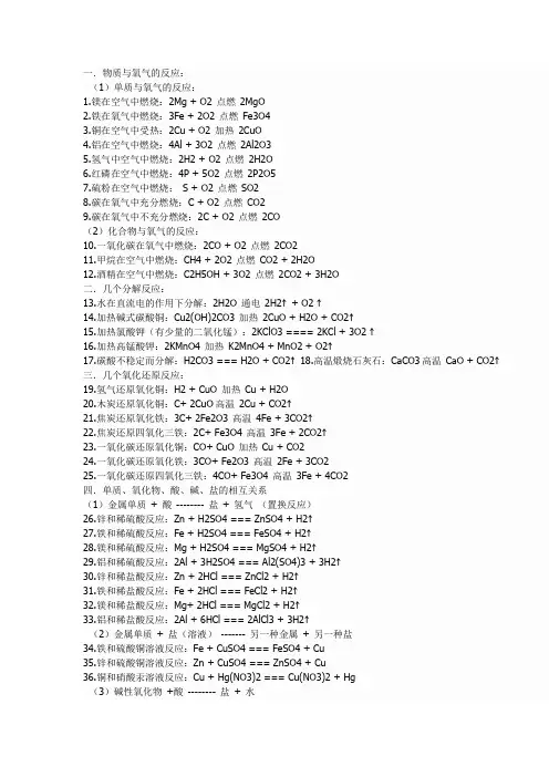 化学方程式大全
