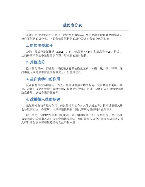 盐的成分表