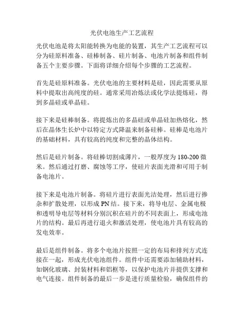 光伏电池生产工艺流程