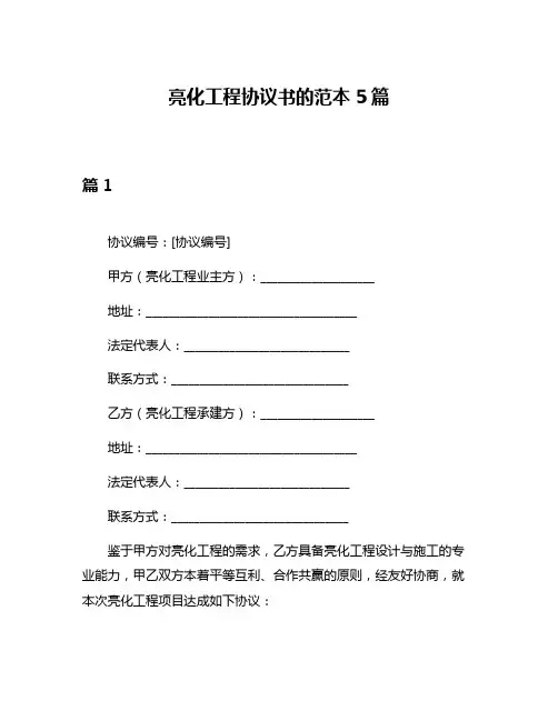 亮化工程协议书的范本5篇