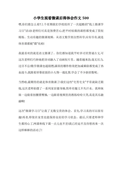 小学生观看微课后得体会作文500