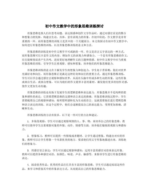 初中作文教学中的形象思维训练探讨