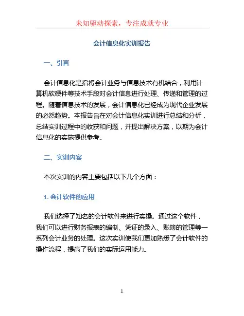会计信息化实训报告