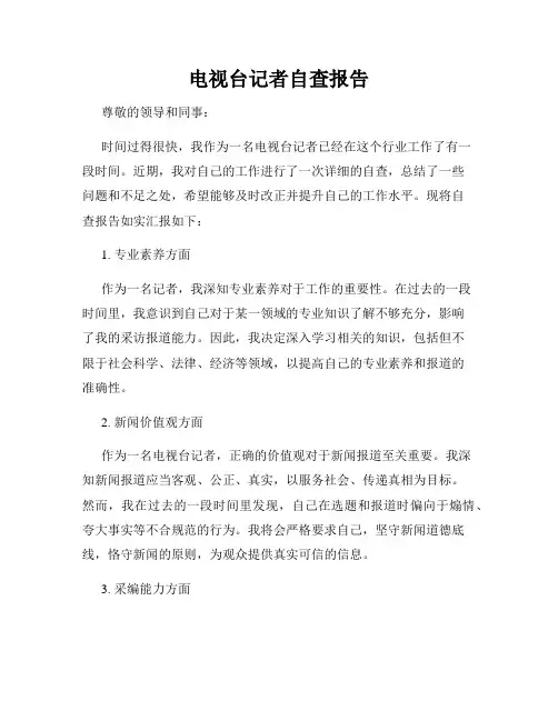 电视台记者自查报告