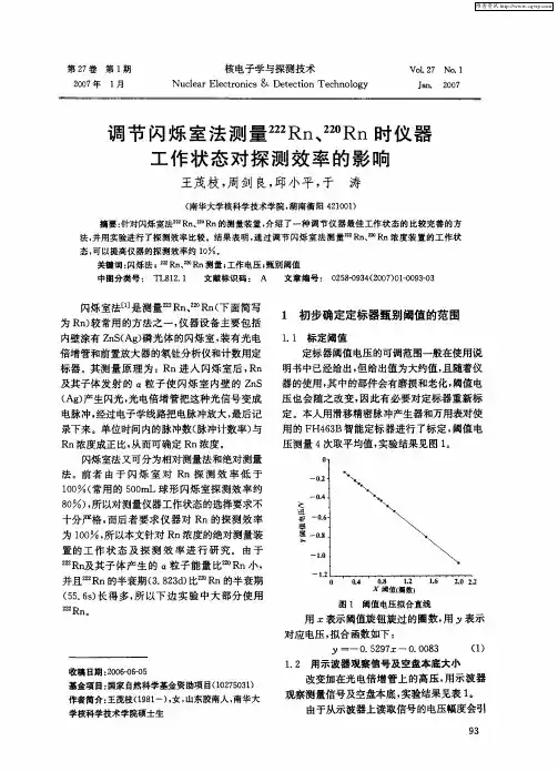 调节闪烁室法测量 222Rn、 220Rn时仪器工作状态对探测效率的影响