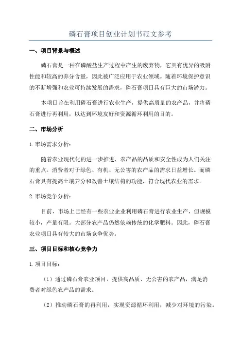 磷石膏项目创业计划书范文参考
