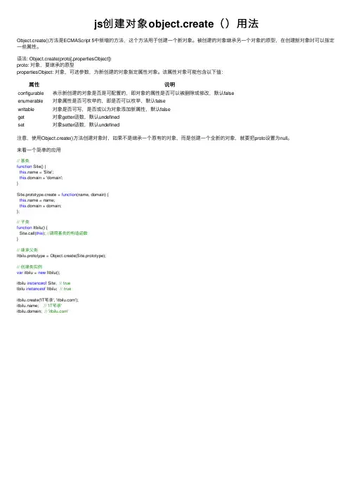 js创建对象object.create（）用法