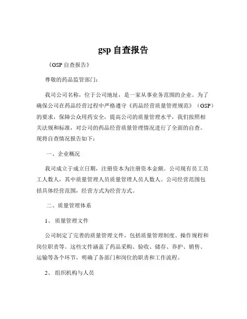 gsp自查报告
