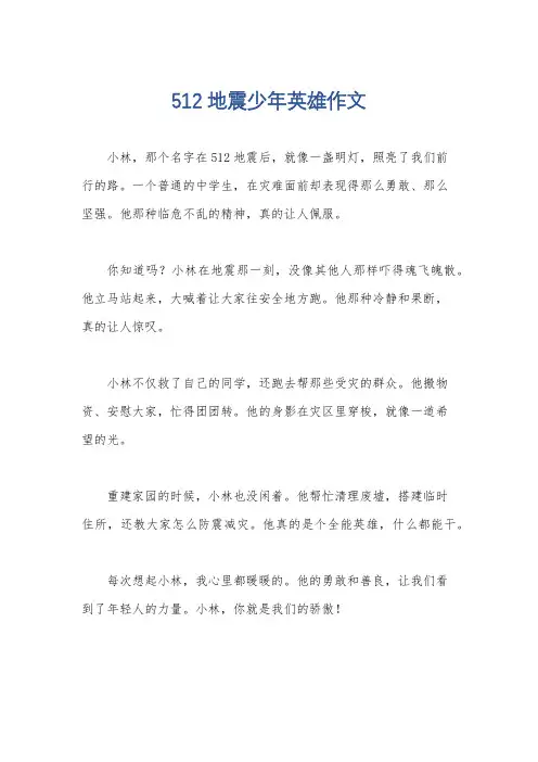 512地震少年英雄作文