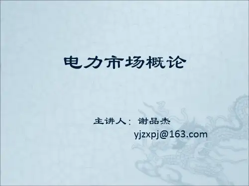 电力市场概论课件