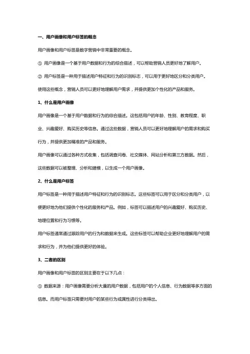 用户画像和用户标签的使用和搭建方法