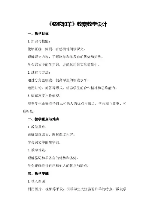 《骆驼和羊》教案教学设计